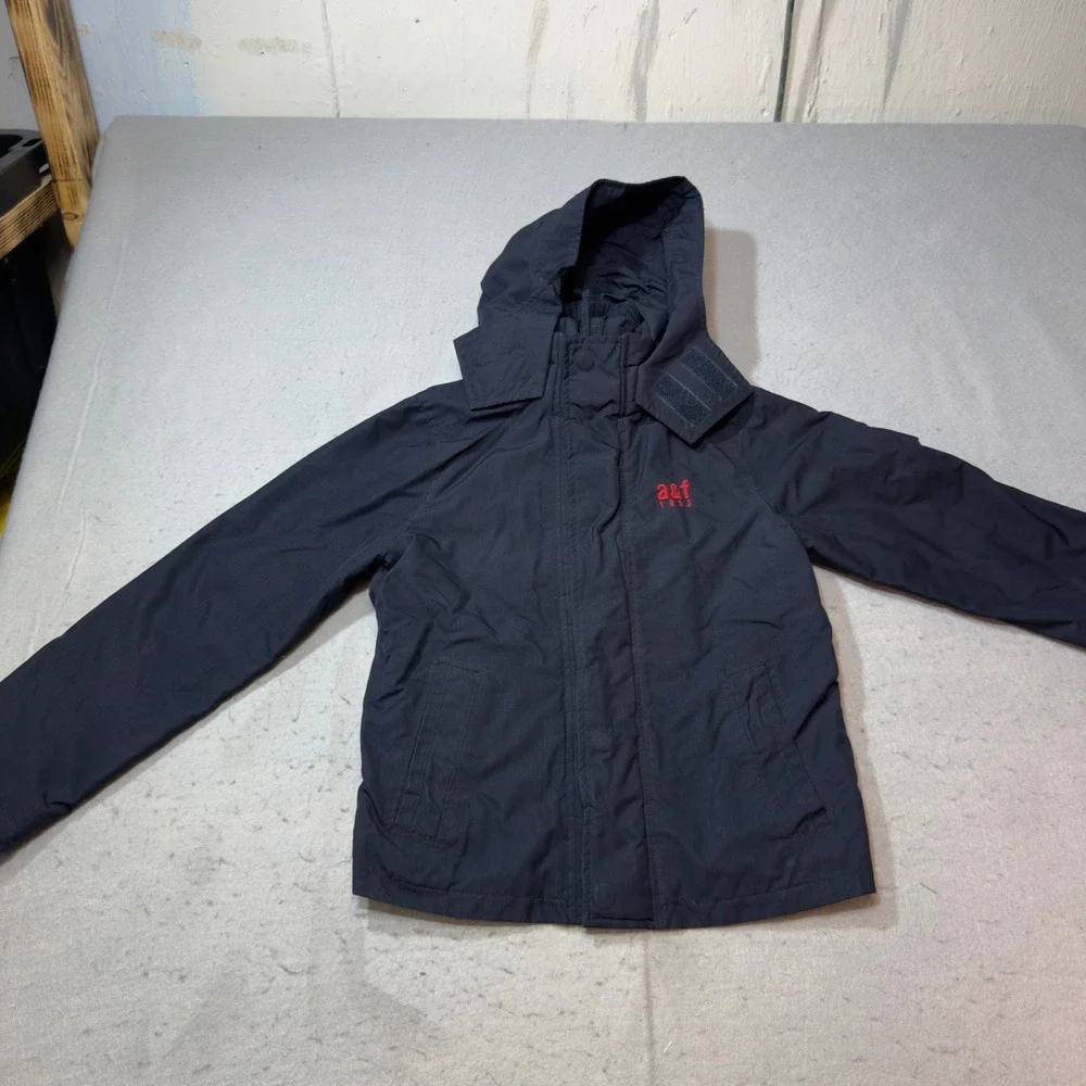 Abercrombie & Fitch Weather Warrior Navy Blue Fleece Lined Hooded Jacket Kids‎ M
